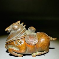 Antique Chinese Copper Bronze Incense Burner Tang Horse Statue Fengshui Ornament Collection Sculpture