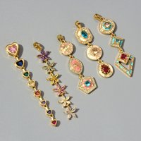 3pcs/Lot Luxury Rainbow Zricon Heart Long Tassel DIY Necklace Pendant Enamel Flower Charms Women Waterdrop Jewelry Wholesale