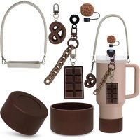 chocolate color cap case Charm lanyard pendant lot Accessories Initial Keychain Handle for Stanley cup bottle Tumbler for Women