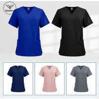 Doctor Nurse Uniforms V-neck Tops Scrub Surgical Workwear Dentist Nursing Hospital Clinic Work Clothes Quick Drying Soft T-shirt