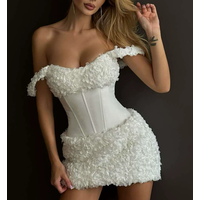 Women's Dress 2026 Spring Summer New Solid Color Sexy Backless Slim Fit Off Shoulder Temperament Hip Hugging Mini Dress