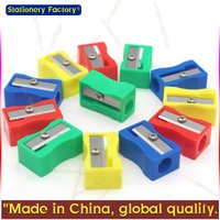 8pcs mini colored single hole rectangular plastic pencil sharpener for elementary school students, manual turning pencil sharpe