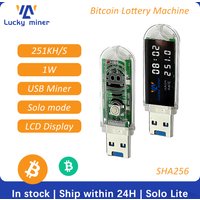 Lucky Miner LV03 USB Bitcoin Miner 250KH/s Mini BTC Solo Lottery ASIC Miner | NerdMiner V2 Style Silent Crypto Mining Device