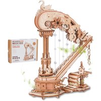ROKR Magic Harp 3D Wooden Puzzle Music Box Mechanical Art Craft Kits Vintage Musical Wooden Model Kit for Adults Home