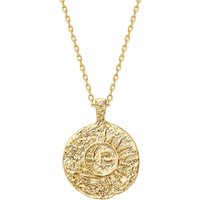 Bohemian 14K Gold Plated Stainless Steel Engraved Coin Pendant Necklaces for Women Byzantine Coin Summer Beach Pendants Necklace