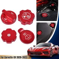 Engine Oil Radiator Water Tank Cap Trim Coolant Brake Fluid Cap Red Black Blue Silver for Chevrolet C8 Stingray Z51 2020-2024