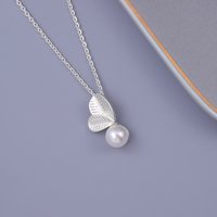 New Arrival Fashion Personality Wholesale Leaf Pearl 925 Sterling Silver Jewelry Female Clavicle Chain Pendant Necklaces XL240