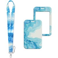 Gradient Blue Marble Lanyard Neck Strap Keychain ID Card Cover Badge Holder Mobile Phone Hang Rope Keyring Accessories Gifts