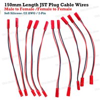 5Pcs RC 150mm JST Male Female Connector Plug Extension Wire Cable Harness for RC Model Car Aircraft JST 2-Pin Plug Harness Parts