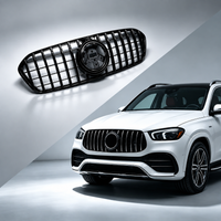 Frontstoßstangen- und Motorhauben-Mesh-Grill für Mercedes Benz C-Klasse W206 2022-2024 GT Panamericana Grill Schwarze Vertikale Lamellen Rennsport-Grill