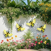 4pcs Simulated Butterfly Iron Art 3D Bee Ladybug Wall Decor Home Garden Ornament Metal Craft Decoration