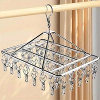 1/2/3Pcs Foldable Drying Rack, 40 Clips Stainless Steel Hanger, Windproof Storage for Socks Underwear Bras Baby Clothes