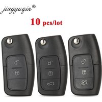 jingyuqin 10pcs/lot 3 Button Flip Folding Car Key Shell Remote Fob Cover for Ford Focus Fiesta C Max Ka