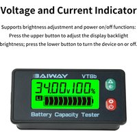 Digital Voltmeter Indicator Voltage Battery Level Indicator Battery Capacity Meter with Alarm DC 8-120V Voltage Gauge Indicator