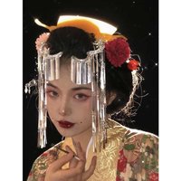 Japanese Geisha Hairpin Silver Long Tassel Hair Pieces For Female Beautiful Wedding Bridal Headwear kimono Cosplay Accessory