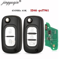 Jingyuqin Flip Remote Key Fob 2/3 Tasten 433 MHz FRAGEN ID46 PCF7961 für für Mercedes Benz Citan 2012-2019 Smart W364