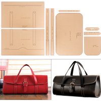 1set DIY sewing kraft paper template of handmade leather handbag/cylindrical bag, leathercraft design paper pattern stencil mold