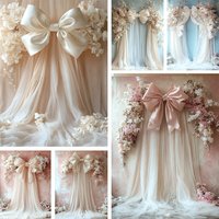 Mehofond Photography Background Bows Floral Curtain Girls Birthday Party Wedding Maternity Portrait Decor Backdrop Photo Studio