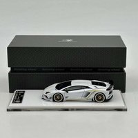Rotating Wheel 1:64 Aventador S Rowen Supercar Blue&White Diecast Alloy Collectible Model Car Miniature Toy Vehicle Models
