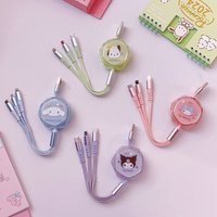 Cute cartoon KT cat Melody extendable three-in-one fast charging data cable suitable for Apple/Android/Huawei Type-C