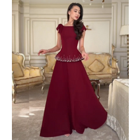Customized Sizes Available Jersey Pleat Sequined A-line Square Neck Long Bespoke Occasion Evening Dresses High Quality