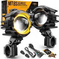 AUXBEAM MT8S 3 INCH MOTORCYCLE LED SPOTLIGHT DRL BI-LED PROJECTOR LENS HEADLIGHT 120W DUAL COLOR SWITCHBACK 3+5 LIGHT MODES