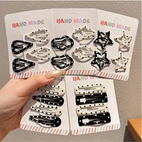 4pcs Rhinestone Vintage Polka Dot Star Hair Clips Set Japanese Sweet Heart Geometric Flyaway BB Clips Kids Versatile Hairpins