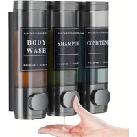 Wall-Mounted Shampoo Dispenser, No-Drill Bath Organizer with Large Capacity for Conditioner Body Wash Storage Bathroom Accessory
