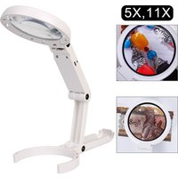 Foldable with 8 LED Light 5x 11x Stand Desk for Jewelry Appraisal Reading Repair Magnifying Glass Portable Hand-held