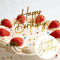 1/2/3Pcs Gold Acrylic Birthday Cake Toppers Decoration Ornament Creative Happy Birthday Cake Decorations For Cake & Party Decor