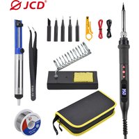 JCD Digitales Lötkolben-Set, 80 W, mit EIN/AUS-Schalter, einstellbare Temperatur, LCD-Schweißwerkzeuge, Keramikheizung, Lötspitzen