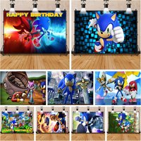 Blue Running Hedgehog S-uperhero Children's Birthday Decoration Background Photography Running Game Photo Studios Backdrop Props