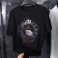 Male New Handsome Printed Cotton Round Collar Half-length Sleeves for Men and Women with Short Sleeve T-shirt