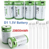 1.5V 23800mWh D Cell Batteries Rechargeable D Batteries with Charger Cable for Gas Cooker Water Heater Flashlight Radio Tool Toy