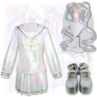 KAngel Cosplay Complete Set Costume Wig Shoes Laser JK Sailor Suit Game NEEDY GIRL OVERDOSE School Uniform Lolita Beautiful