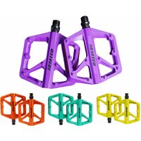 AliExpress NONE Ultralight Economy Model Double DU Bearing Bike Pedal Nylon Material Reflective Bright Strips MTB Road Bicycle Flat Pedals