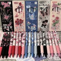 4Pcs Kawaii Butterfly Gel Pen Black Ink ST Nib Writing Smooth Soft Grip Sponge Pen School Office Stationery Supplies