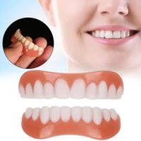newSilicone False Teeth Upper Lower Veneers Perfect Laugh Dentures Paste Fake Braces Comfortable CK848-fro