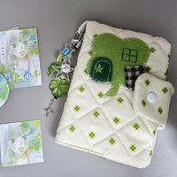 A6 Handmade Four Leaf Clover Book Jacket Original Book Cover Portable Ledger, Notepad, Diary Protective Case,Hanging decorations