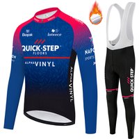 AliExpress NONE QUICK STEP Team Men's Fleece Cycling Jersey Suit Set Warm Fleece Long Sleeved Overalls And Long Pants Winter Cycling Sportswear