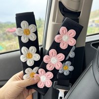 1pc Cute Embroidered Flowers Car Seatbelt Cover Seat Belt Harness Cushion Auto Shoulder Strap Protector Pad for Children Women