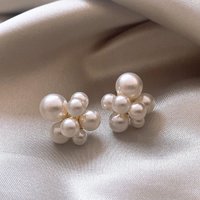 Imitation Pearl Flower Balloon Shaped Stud Earring for Women Korean Style Simple Geometry Jewelry Brincos Girl Gift