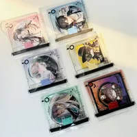 5.8-7.5cm Simplicity CD Case Style Badge Pin Holder Gradient Color Transparent Displaying Badge Clip Protector Student Supplies