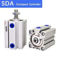 SDA Compact Air Pneumatic Cylinder Double Acting Piston 16-100mm Bore 5-100mm Stroke Industrial Parts Automation Equipment
