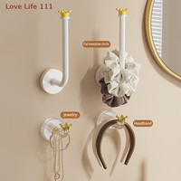 Crown Wall-mounted Hair Rope Scrunchy Holder Rack Multi-purpose Jewelry Necklace Bracelet Organizer Stand Wall Key Hanger Hook