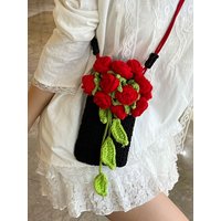 Fashionable Knitted Flower Small Crossbody Bag Women's Mobile Phone Bag Summer New Design Casual Style Soft Polyester