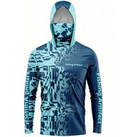Menโs Fishing Hoodie, Long Sleeve with Face Mask, Breathable Quick Dry Lightweight Outdoor Sport Shirt
