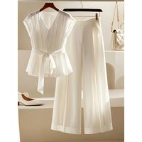 2025 Summer Set for Women A new 2025 style slimming and stylish French solid color top and pants two-piece set