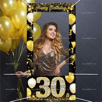 Glitter Gold Crown Backdrop 18th 30th 40th 50th Milestone Birthday Photo Booth Frame Party Photography Background Decor Props