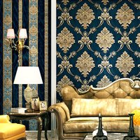 European-Style Large Flower 3D Wallpaper Luxury High-End Bedroom Warm Living Room Vertical Stripes Home Decoration Wall Stickers